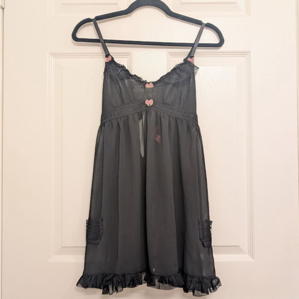 Betsey Johnson Gothic Lolita Babydoll Dress Lingerie M Sabrina Valentine's Day - Picture 3 of 10
